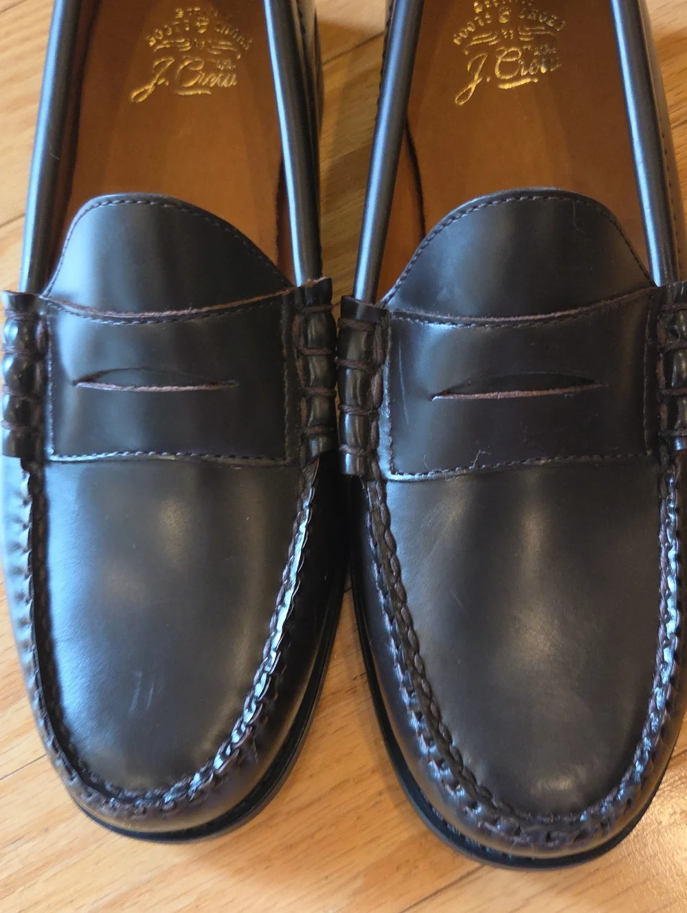J. Crew Camden Classic Leather Penny Loafers in Dark Brown With Rubber Soles
